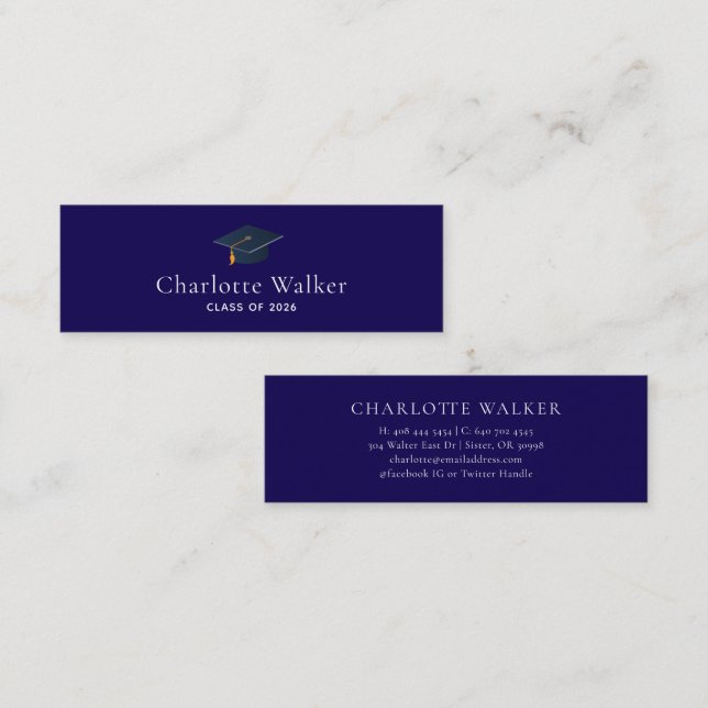 Tarjeta De Presentación Gorra de graduación personalizada e información de (Anverso / Reverso)