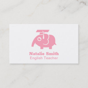 Tarjeta De Presentación Gorra de Graduado de Elefante Rosa Lindo Negocio d