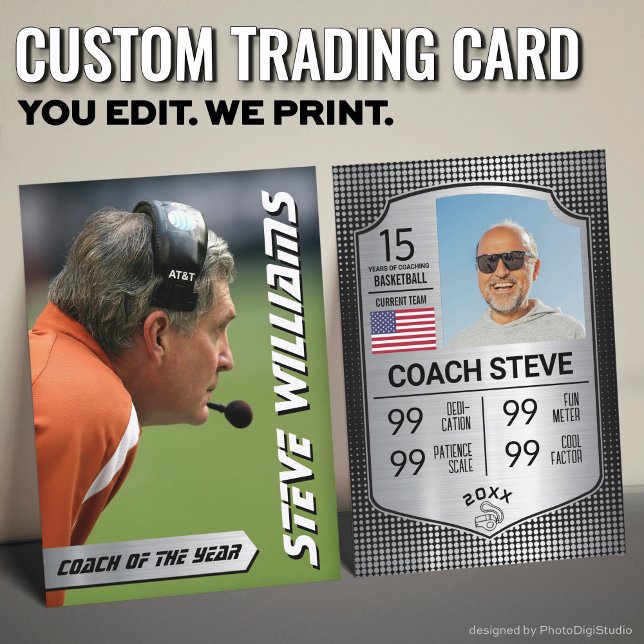 Tarjeta De Presentación Gracioso Coach Trading Card Coach Stats Card regal (Custom Coach Trading Card, Silver Shield Coach Card)