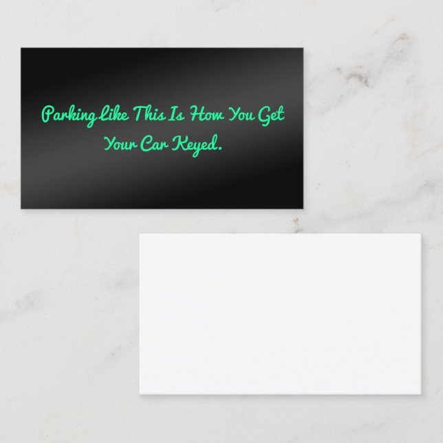 Tarjeta De Presentación Gracioso Parking Mal Humorístico (Anverso / Reverso)