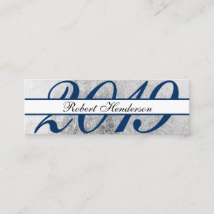 Tarjeta De Presentación Graduación clásica de plata elegante azul elegante