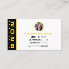 Tarjeta De Presentación Graduación Código QR Moderno Amarillo Negro Gradua