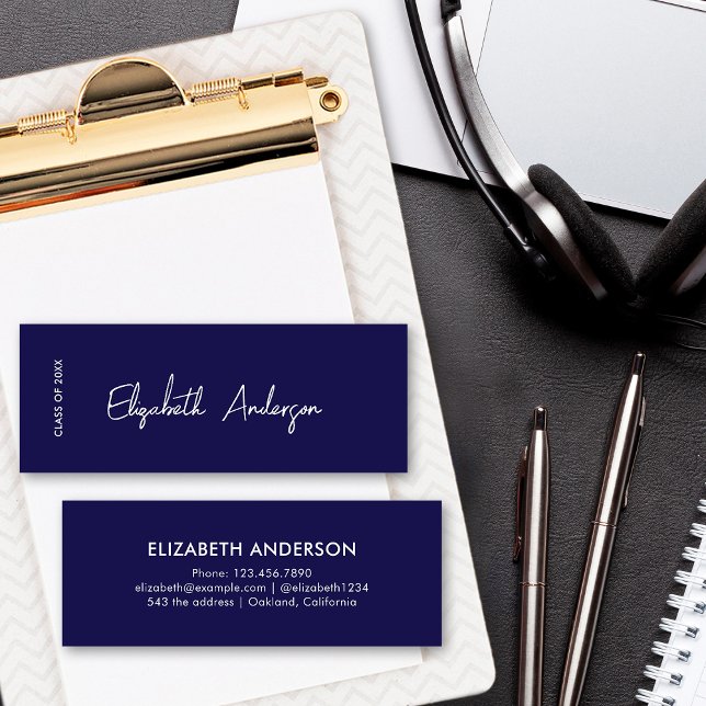 Tarjeta De Presentación Graduación de estudiante de grado en blanco azul d (Subido por el creador)