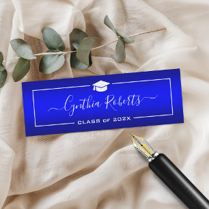 Tarjeta De Presentación Graduación de guión simple degradado azul moderno