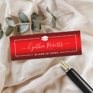 Tarjeta De Presentación Graduación de guión simple degradado rojo moderno