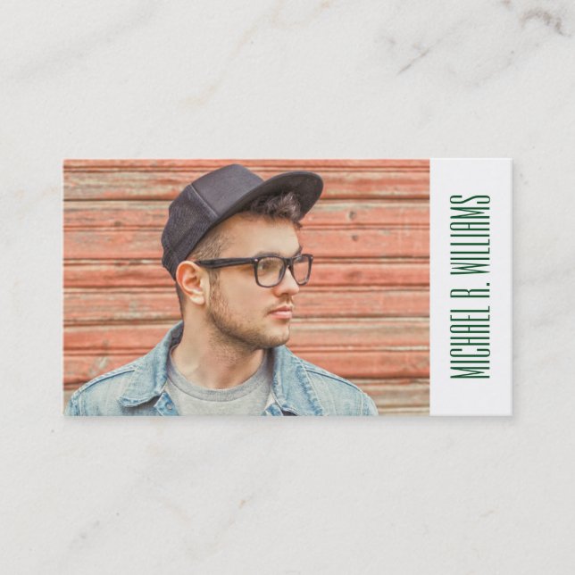 Tarjeta De Presentación Graduación fotográfica| Tonos Náuticos De Patrón A (Anverso)