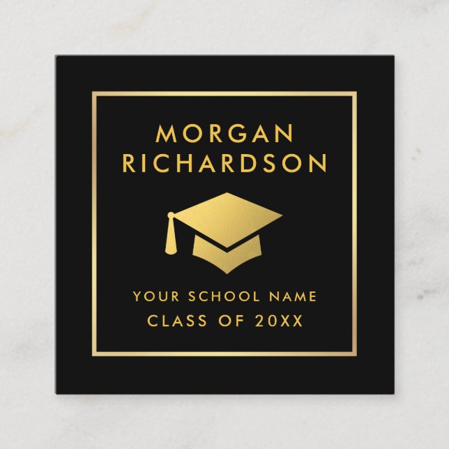 Tarjeta De Presentación Graduación Red Oro Negro (Anverso)