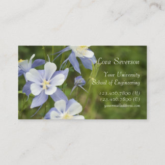 Tarjeta De Presentación Graduado de Flores de Columbina Azul