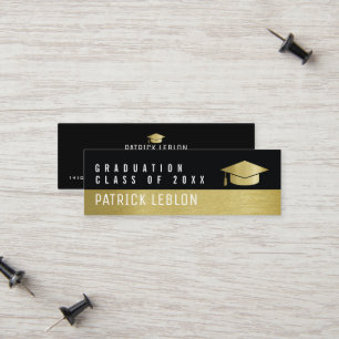 Tarjeta De Presentación Graduado nombre clase elegante de oro negro y fals