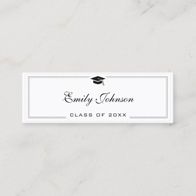 Tarjeta De Presentación Graduation Name Card - Elegant Classic (Anverso)