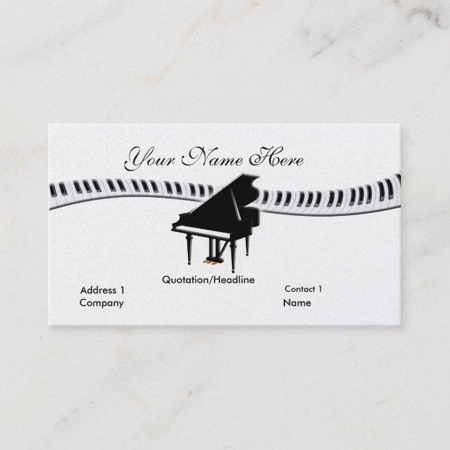 Tarjeta de presentación Grand Piano and Keyboard (Anverso)
