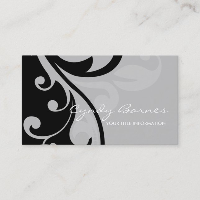 Tarjeta de presentación Gray and Black Swirls (Anverso)