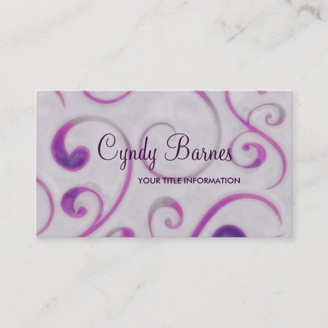 Tarjeta de presentación Gray and Purple Swirls (Anverso)
