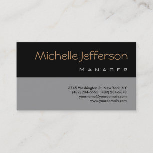 Tarjeta de presentación Gray Black Manager de dise