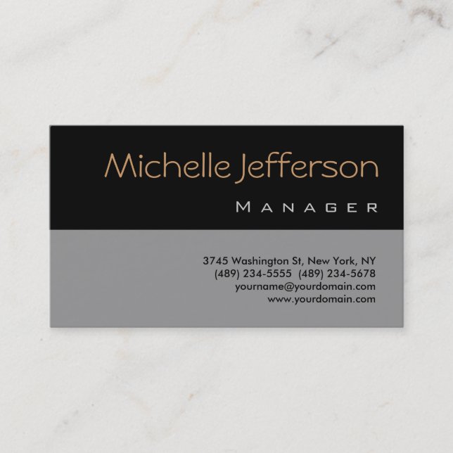 Tarjeta de presentación Gray Black Manager de dise (Anverso)
