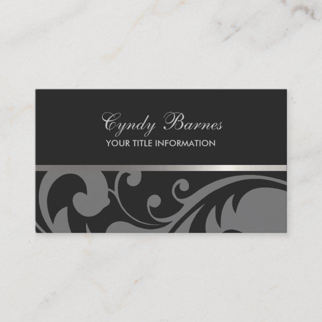 Tarjeta de presentación Gray Damask (Anverso)