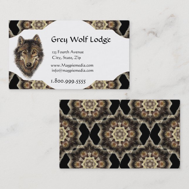 Tarjeta de presentación Gray Wolf Lodge Personaliz (Anverso / Reverso)