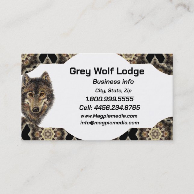 Tarjeta de presentación Gray Wolf Lodge Personaliz (Anverso)