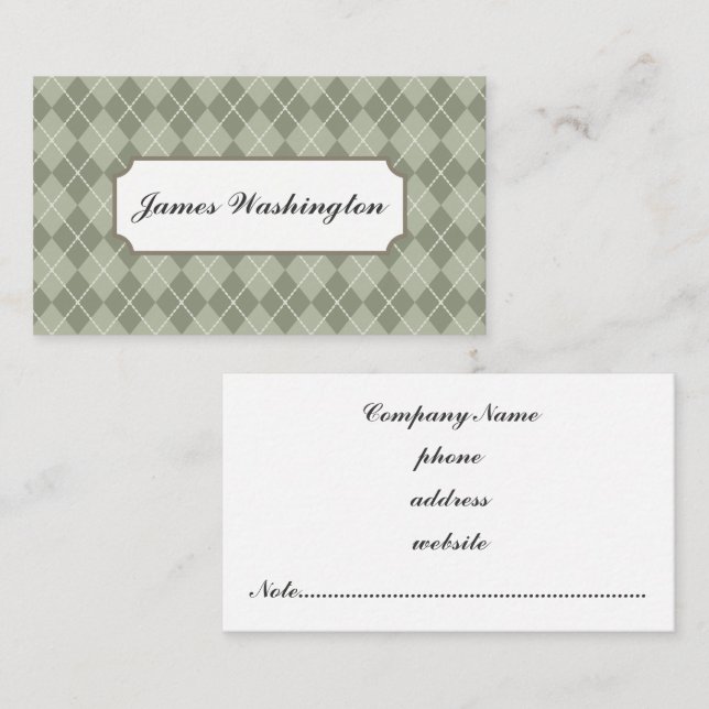 Tarjeta de presentación Green Argyle (Anverso / Reverso)
