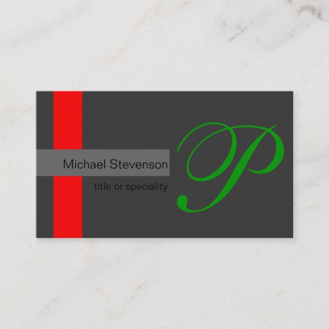 Tarjeta de presentación Green Black Gray Red Strip (Anverso)
