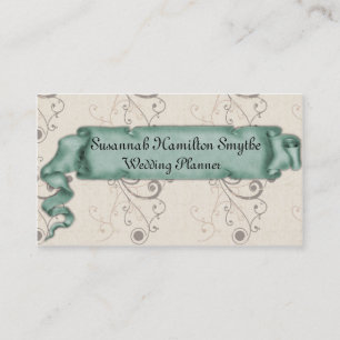 Tarjeta de presentación Green Flourish Wedding Pla