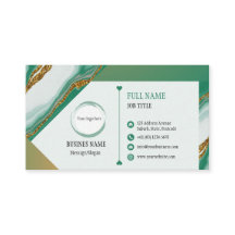 Tarjeta de presentación Green Gold Marble Design