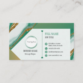 Tarjeta de presentación Green Gold Marble Design
