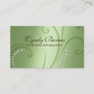 Tarjeta de presentación Green Shimmer and Crystals