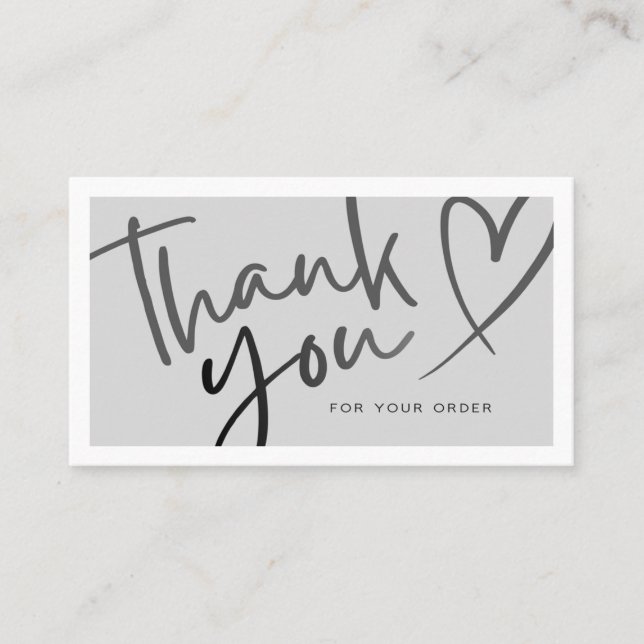Tarjeta De Presentación Grey / Black Aesthetic Thank You Card (Anverso)