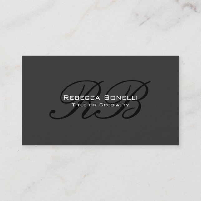Tarjeta de presentación Gris Black Monogram (Anverso)