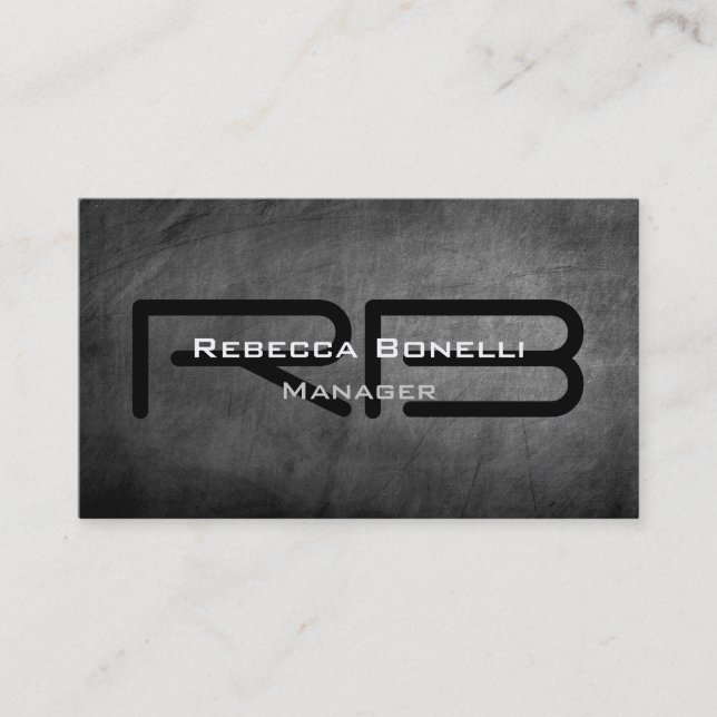 Tarjeta de presentación Gris Chalkboard Monogram M (Anverso)