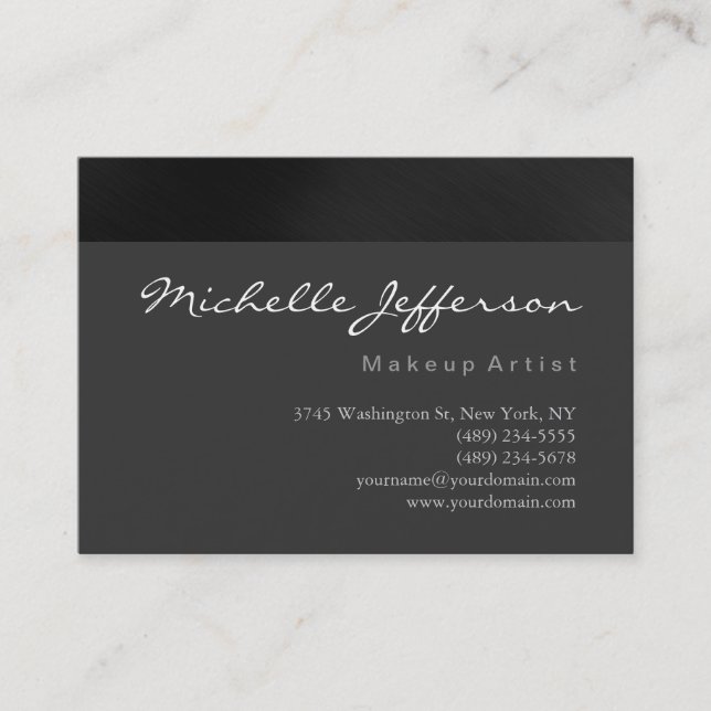 Tarjeta de presentación gris de guion de artista d (Anverso)