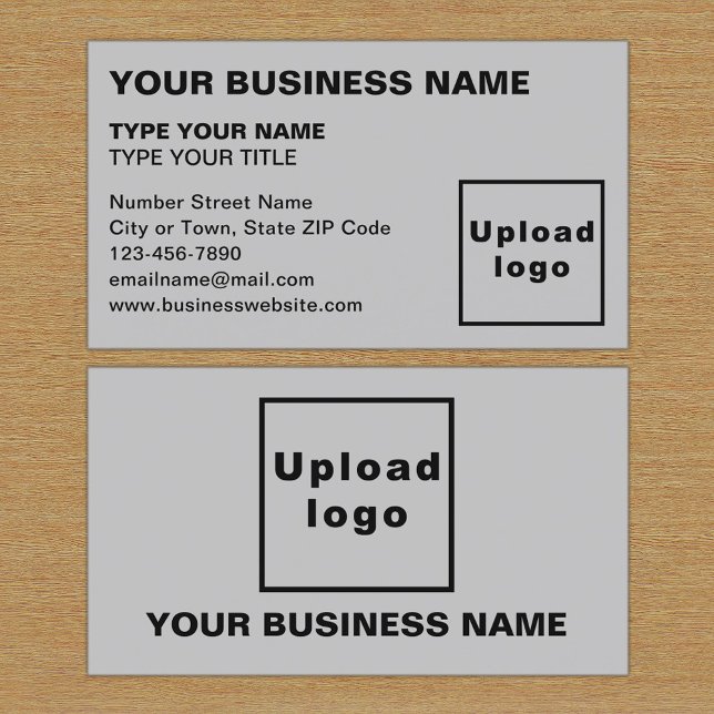 Tarjeta de presentación gris de texto alineado a l (The front and back of the gray business card)