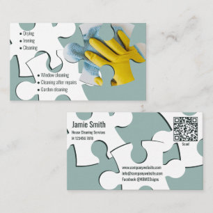 Tarjeta de presentación gris del servicio de limpi