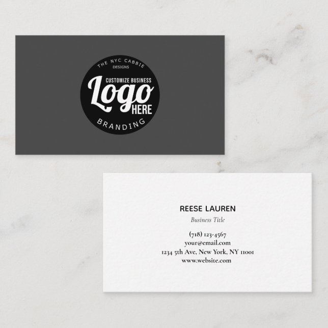 Tarjeta de presentación gris profesional con logot (Anverso / Reverso)