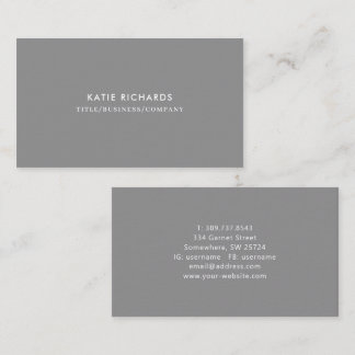 Tarjeta de presentación gris profesional minimalis