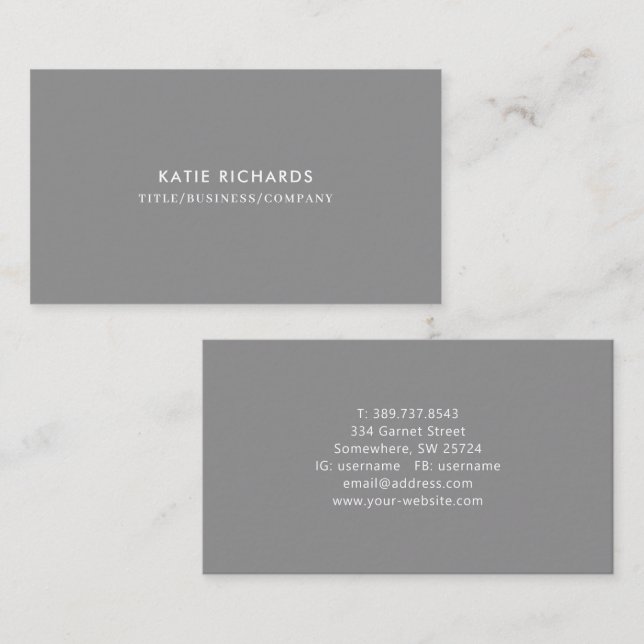 Tarjeta de presentación gris profesional minimalis (Anverso / Reverso)