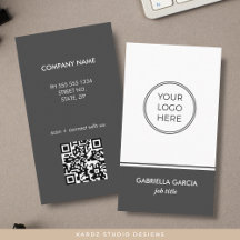 Tarjeta de presentación Gris Simple Generic QR Cod