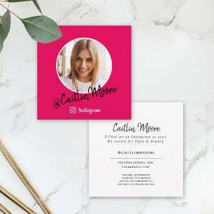 Tarjeta De Presentación Guión fotográfico de Instagram Hot Pink Social Med