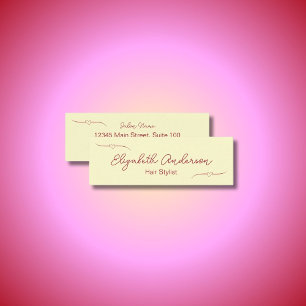 Tarjeta De Presentación Guión manuscrito rojo y crema con estilo de pelo