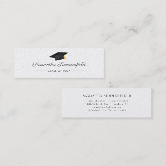 Tarjeta De Presentación Guión moderno de nombre de graduación 2025 (Anverso / Reverso)