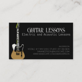 Tarjeta De Presentación Guitar Teacher | Convocatoria de Lecciones Eléctri