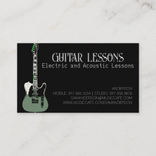Tarjeta De Presentación Guitar Teacher   Convocatoria de Lecciones Eléctri