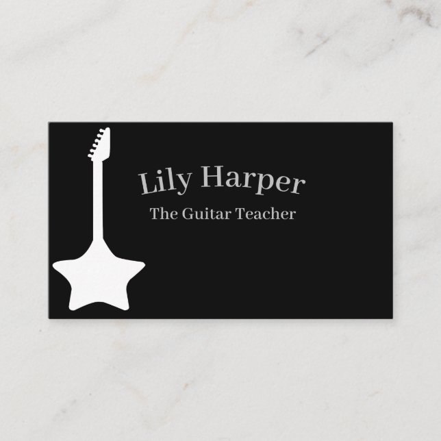 Tarjeta De Presentación Guitar Teacher | Enseñanzas eléctricas y acústicas (Anverso)