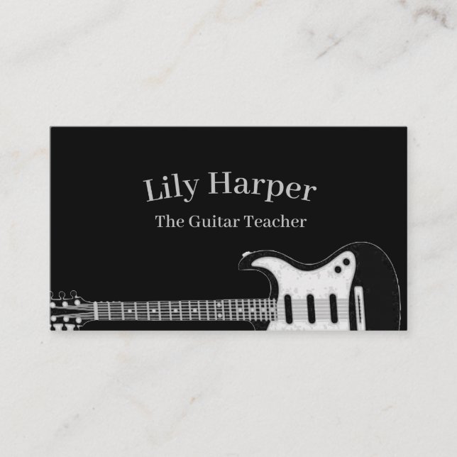 Tarjeta De Presentación Guitar Teacher | Enseñanzas eléctricas y acústicas (Anverso)