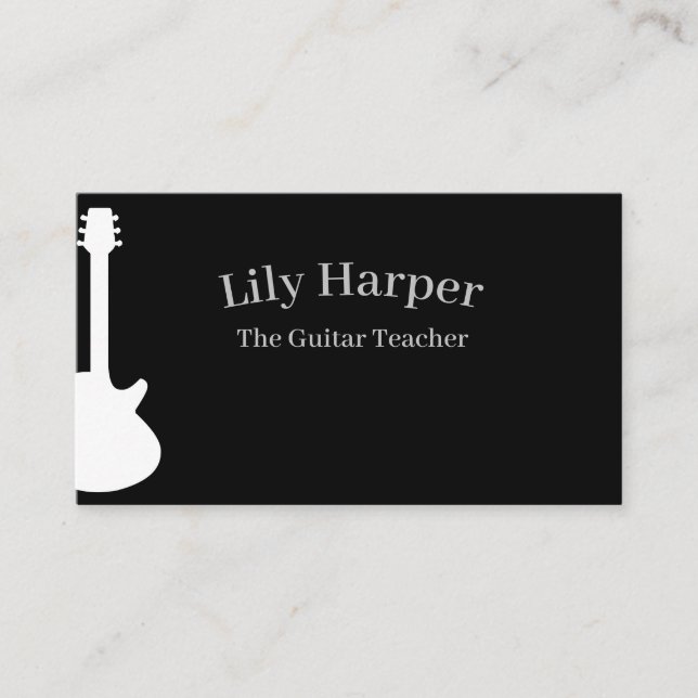 Tarjeta De Presentación Guitar Teacher | Enseñanzas eléctricas y acústicas (Anverso)