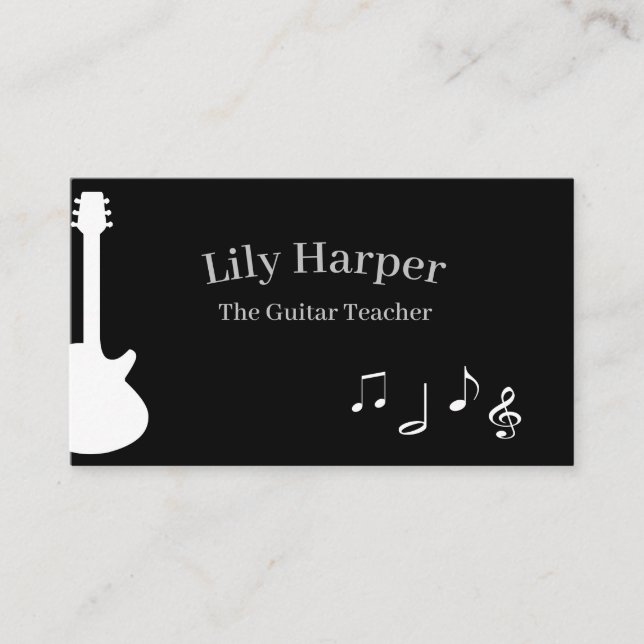 Tarjeta De Presentación Guitar Teacher | Lecciones eléctricas y acústicas (Anverso)