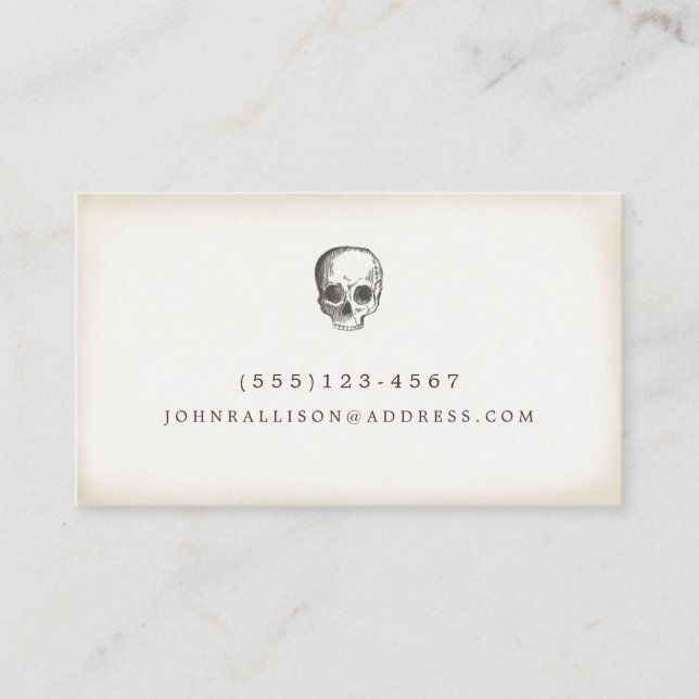Tarjeta De Presentación Halloween de cráneo escalofriante (Anverso)