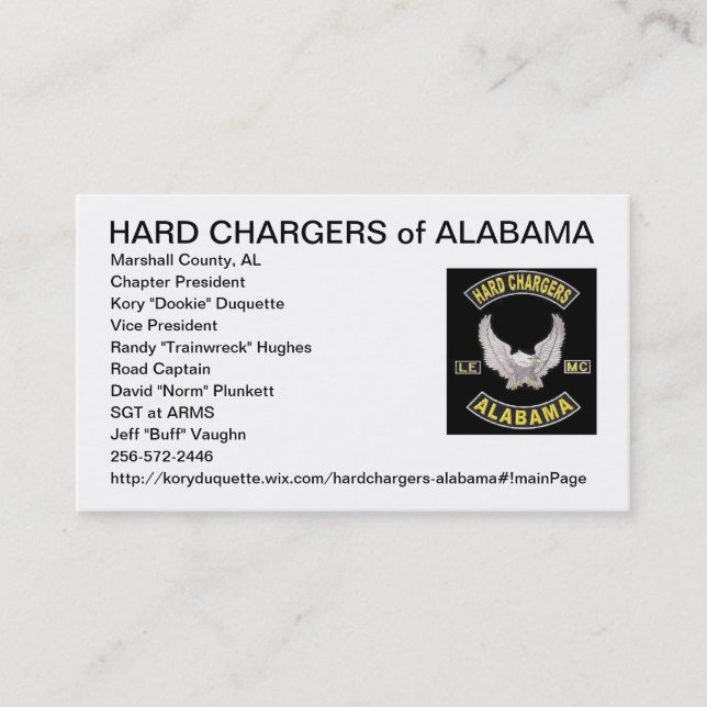 Tarjeta De Presentación Hard Chargers LE MC (Anverso)
