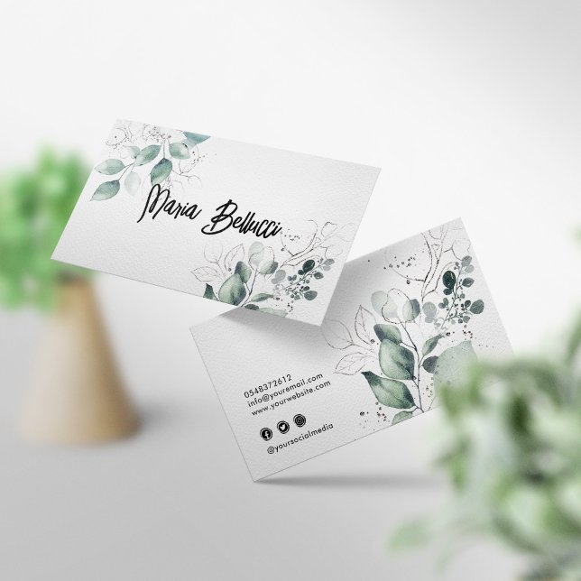 Tarjeta De Presentación Hermosas plantas verdes negocios femeninos (Subido por el creador)